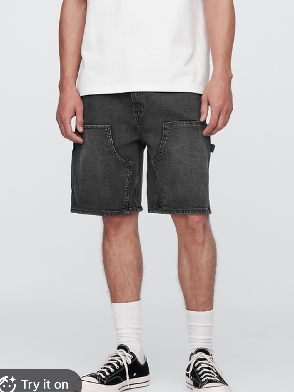 Gap 9" Denim Carpenter Shorts Washed Black Men's Size 28 NWOT